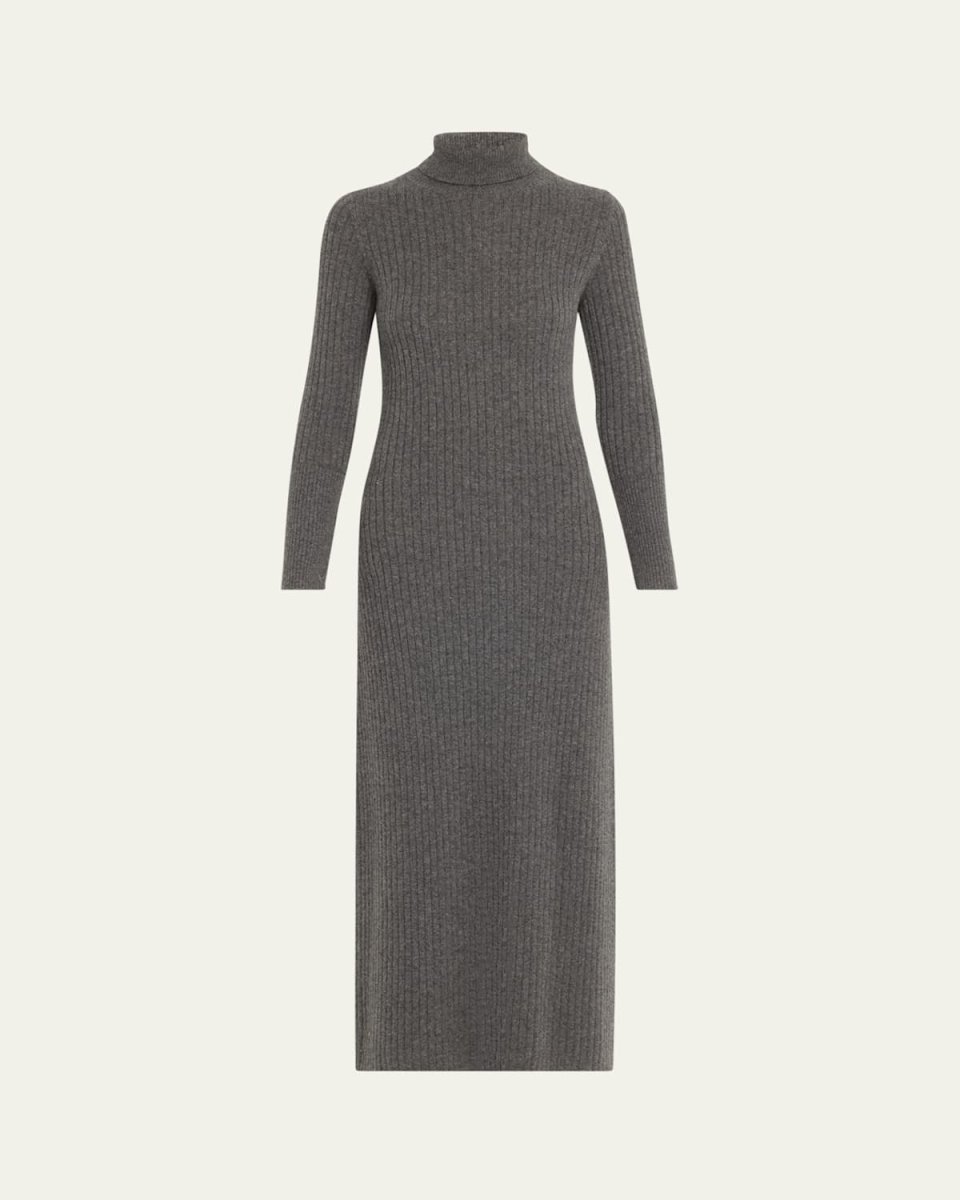 Wide Rib Cashmere Turtleneck Dress